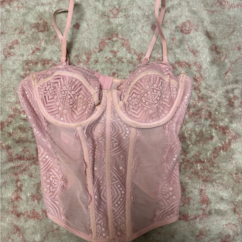 Pink Lace Bustier Top